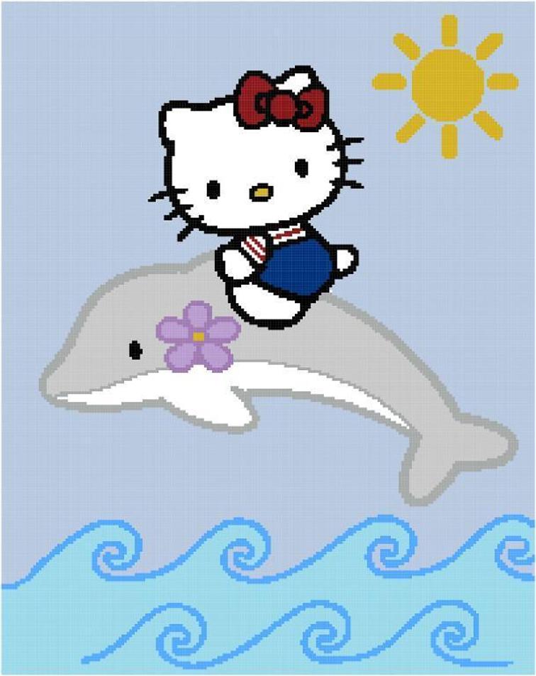 Lovely Hello Kitty with Dolphin coloring pages Coloring Article