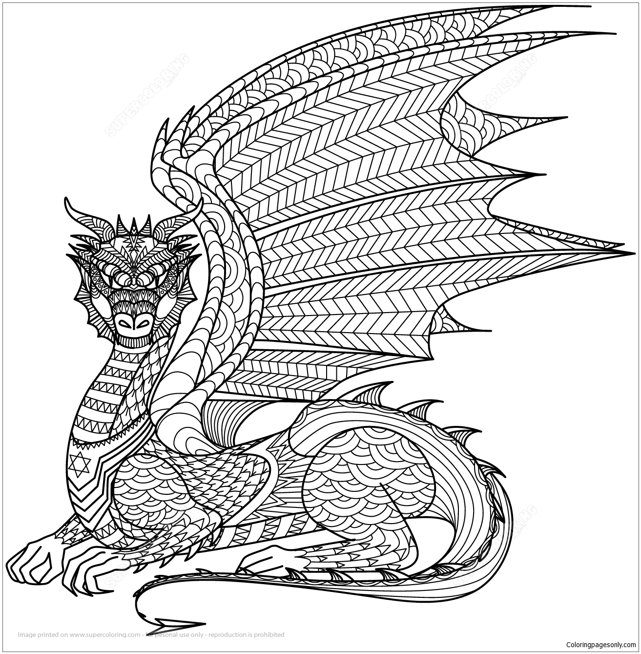 Zentangle Coloring Pages Dragon