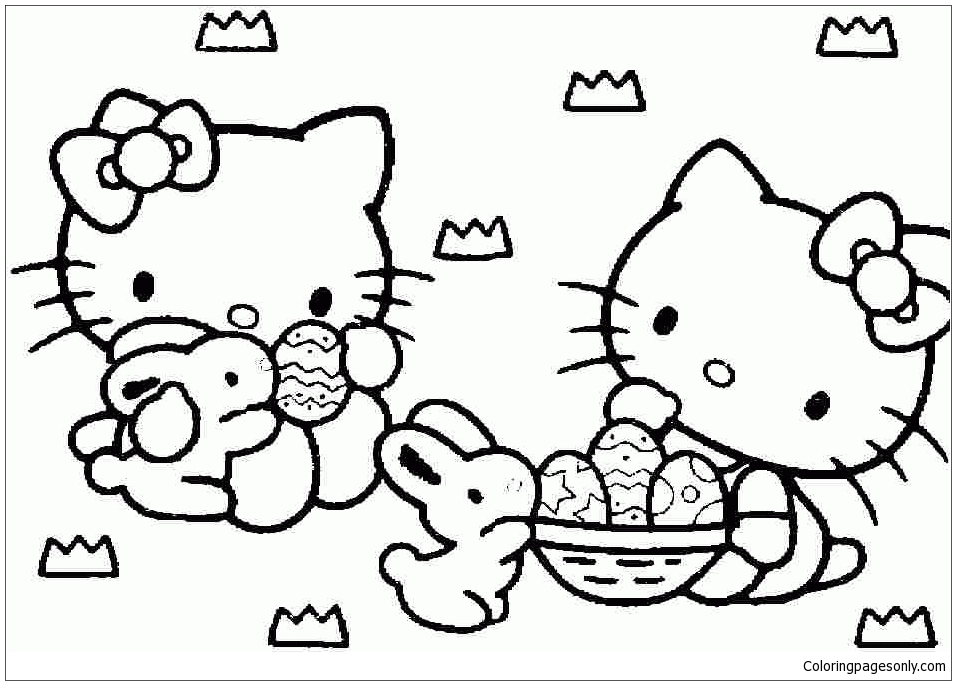 Hello Kitty Easter Coloring