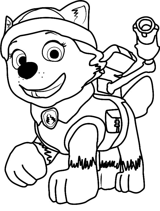 Página para colorir do Everest da Paw Patrol Páginas para colorir