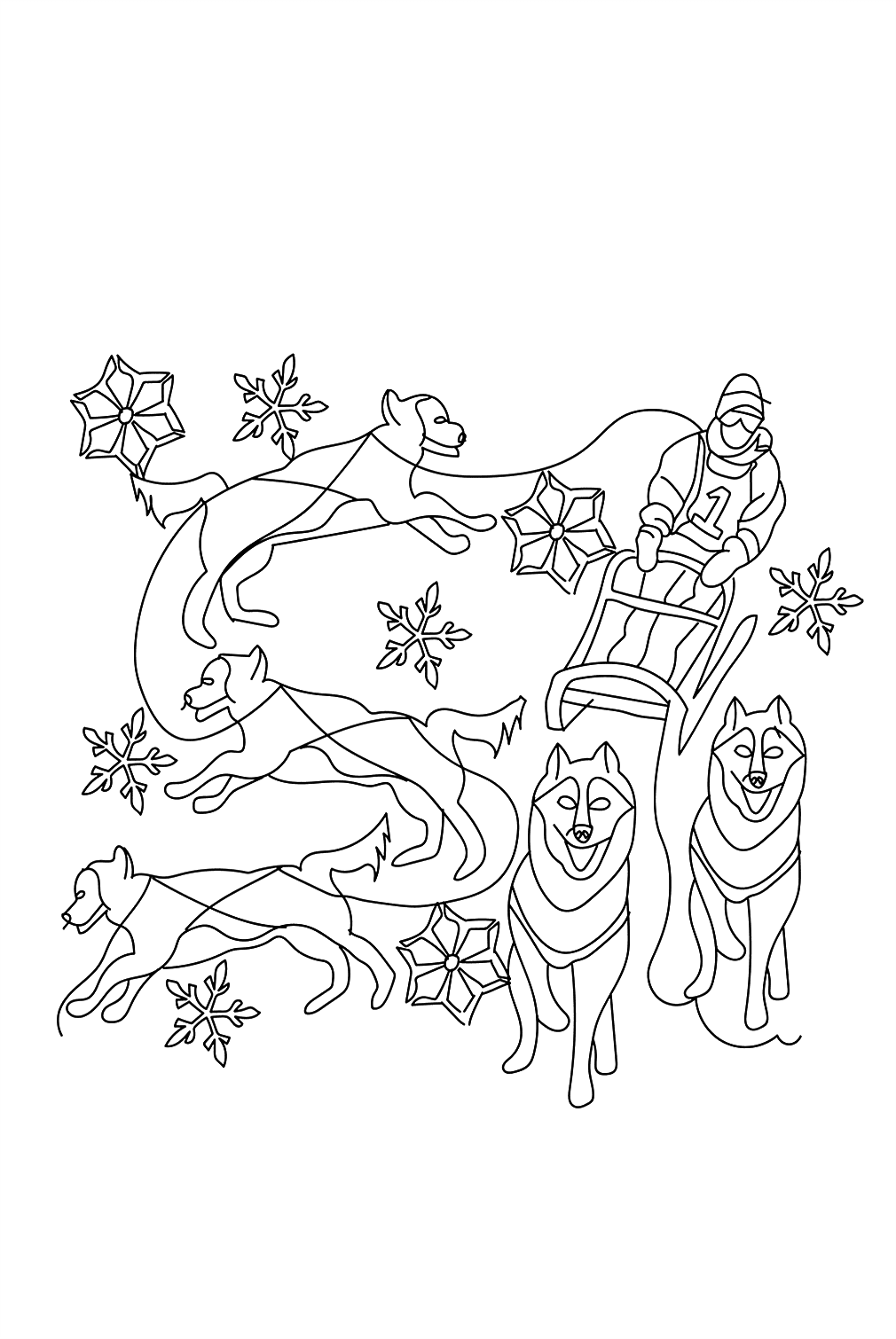 The Dog Sled Coloring Page - Free Printable Coloring Pages
