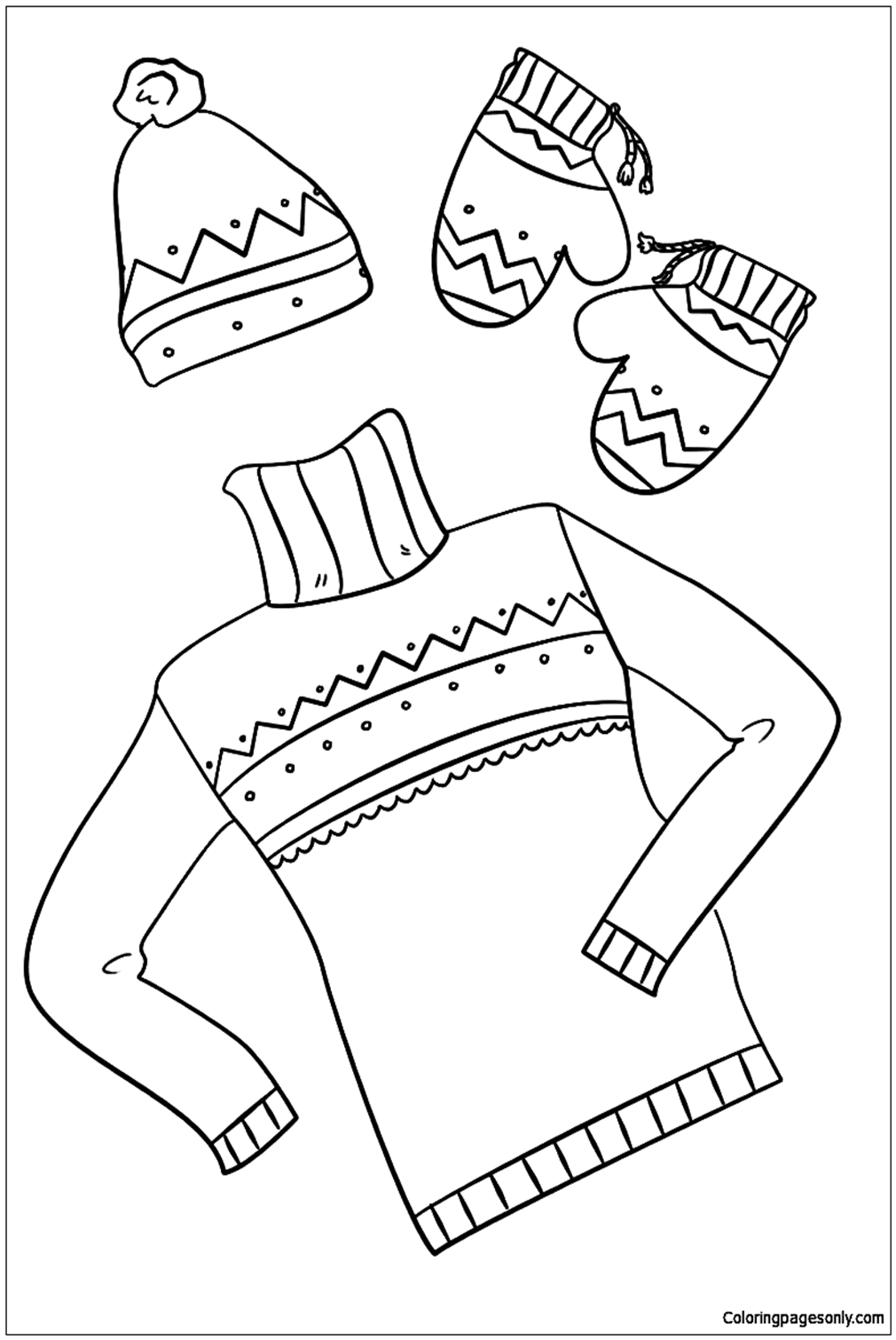 Winter Clothes Coloring Page - Free Printable Coloring Pages