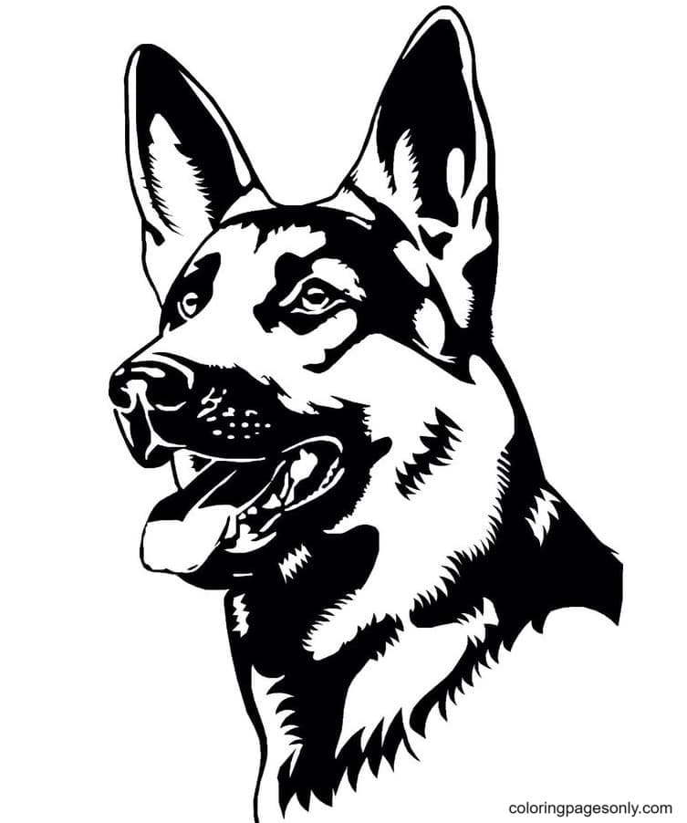 Realistic German Shepherd Drawing Coloring Page Free Printable