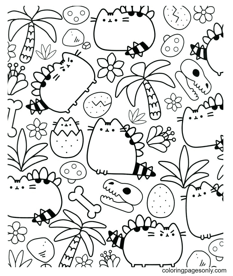 Pusheen Eating Ice Cream Coloring Page Free Printable Coloring Pages