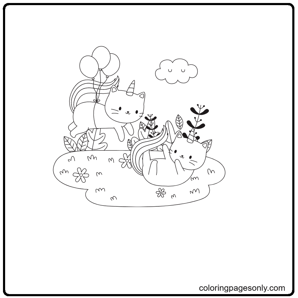 Dancing Unicorn Cat Coloring Pages Cat Coloring Pages Coloring