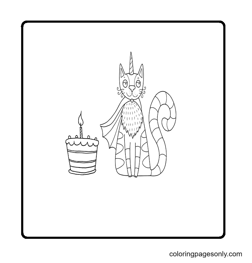 Cute Unicorn Cat Coloring Page Free Printable Coloring Pages