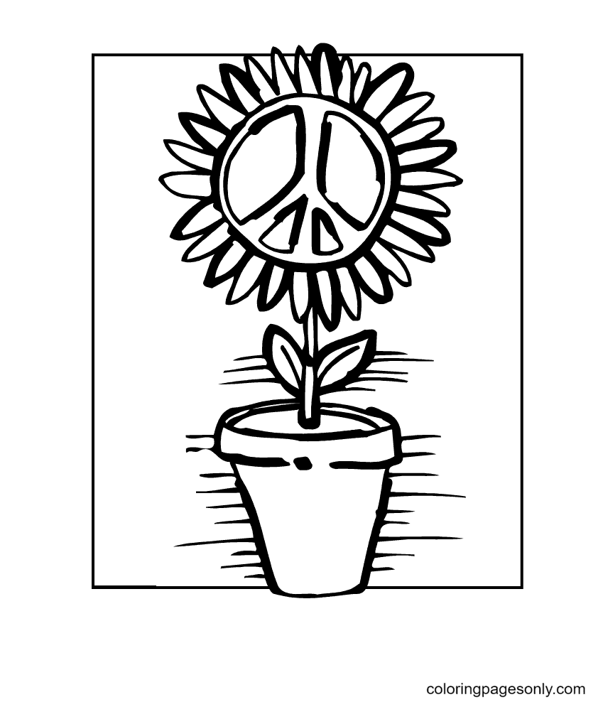Peace Sign Flower Coloring Pages