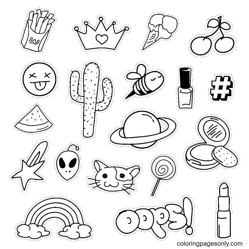 Cool Stickers Coloring Pages Aesthetic Drawing Coloring Pages