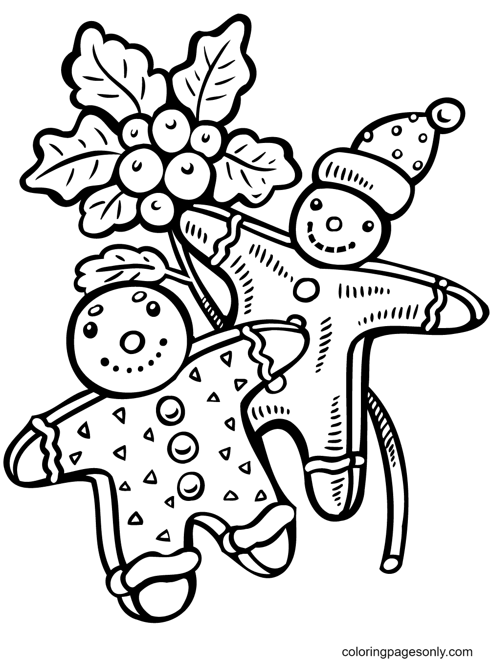 Gingerbread Man In Christmas Day Coloring Page Free Printable