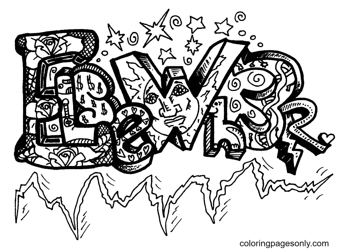 King Graffiti Style Coloring Pages Free Printable Coloring Pages