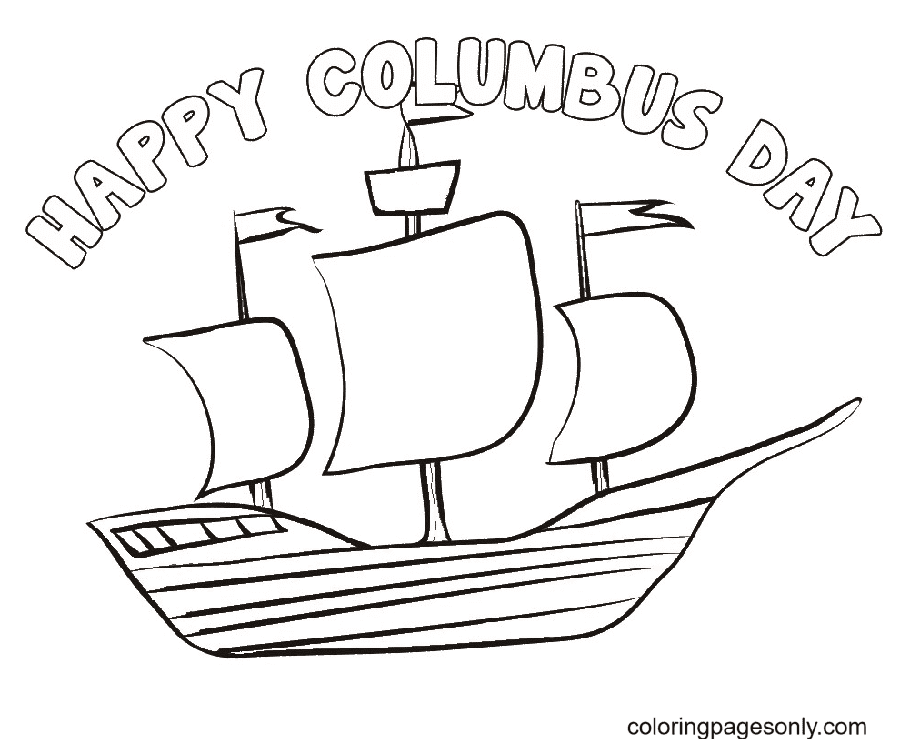 Christopher Columbus Three Ships Coloring Pages