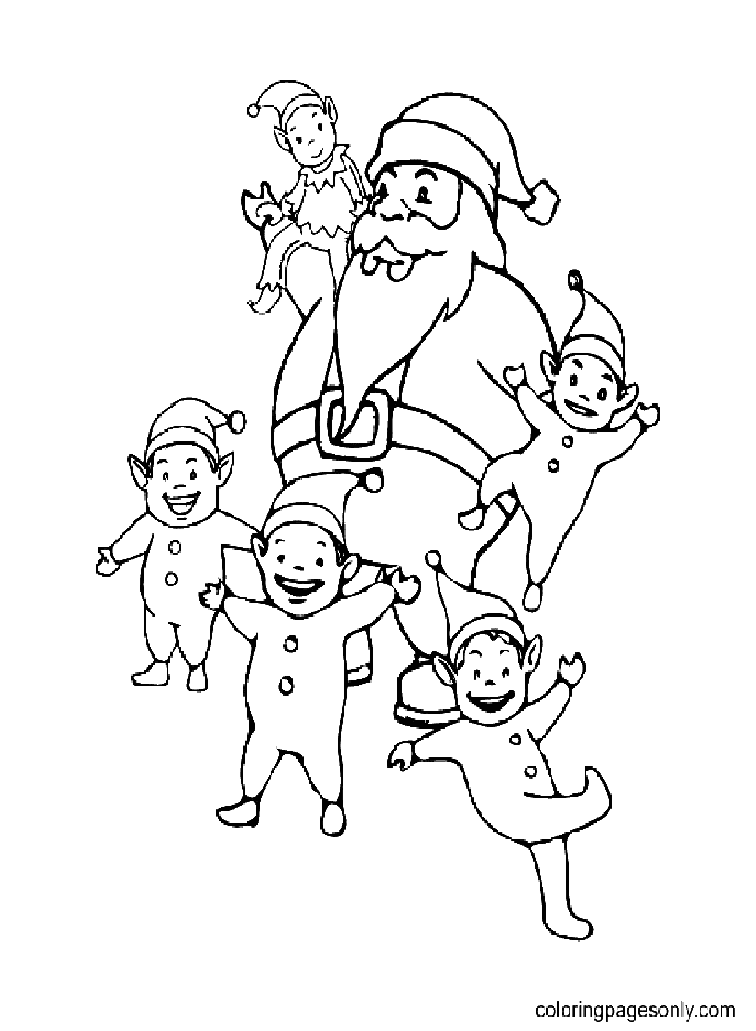 Litter Elf And Santa Coloring Page Free Printable Coloring Pages