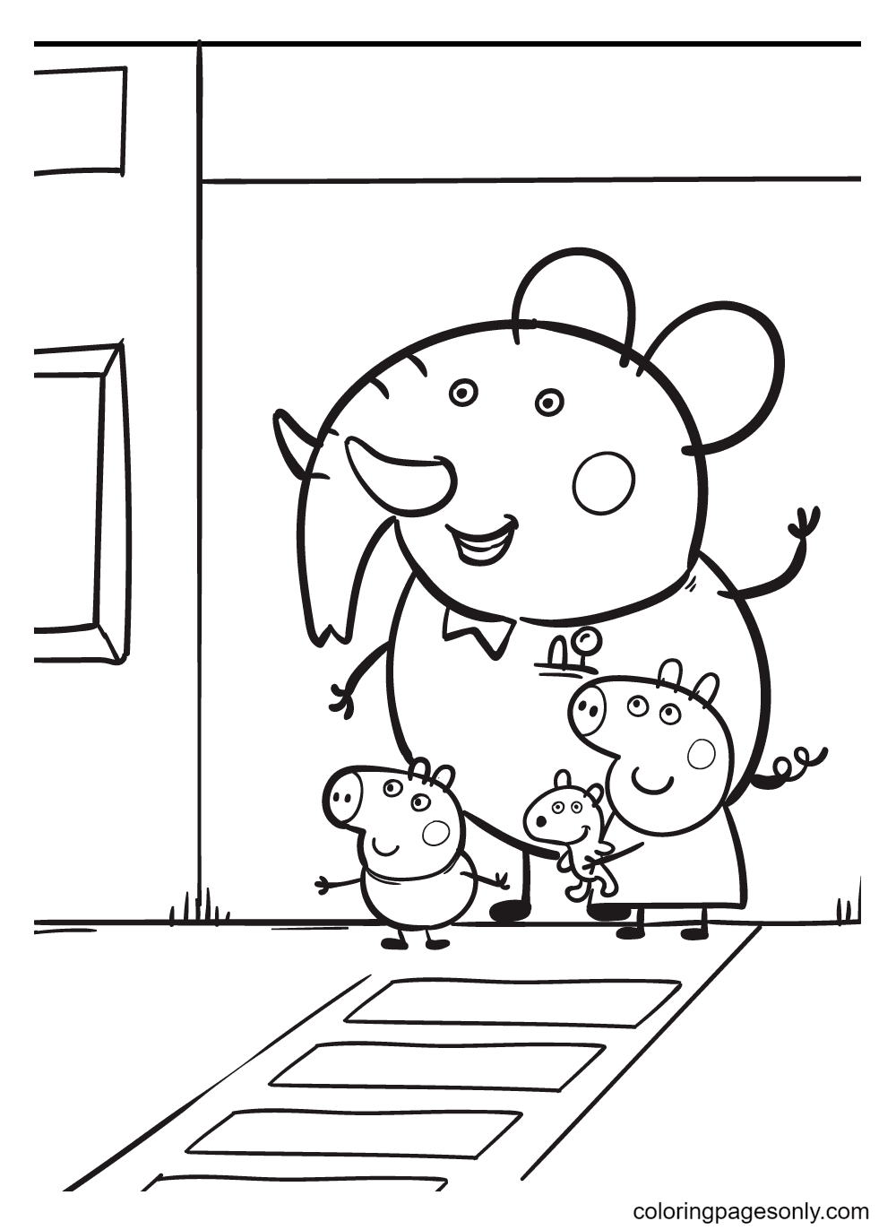 Peppa com e Emily Elefante para colorir Desenhos para colorir