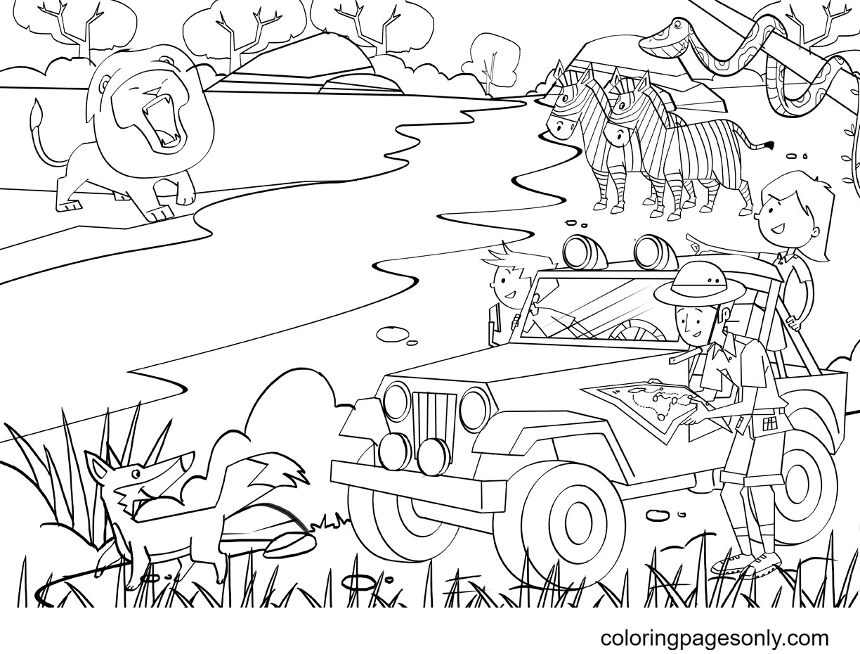 Free Kids Safari Coloring Pages