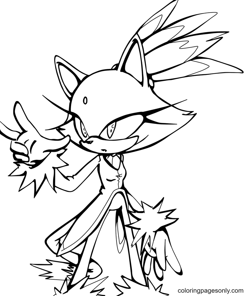 Blaze The Cat Coloring Pages Sonic Characters