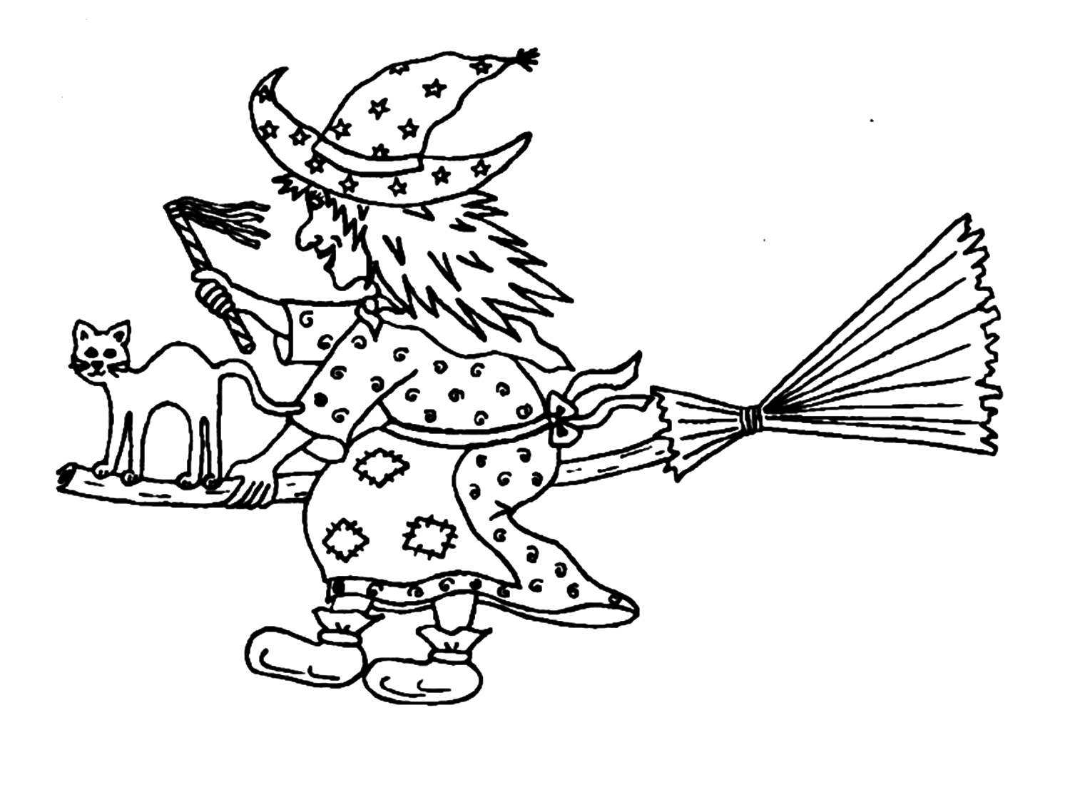 Halloween Witch Cats Coloring Page Halloween Witch Coloring Pages