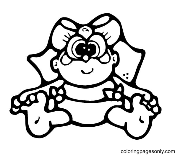 Adorable Baby Girl Coloring Page Free Printable Coloring Pages