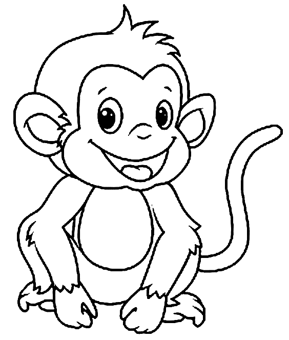 Adorable Monkey Coloring Page - Free Printable Coloring Pages