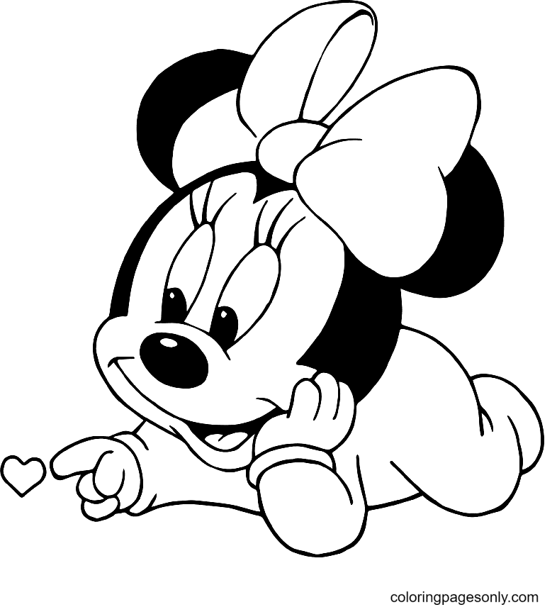 Baby Minnie Mouse Coloring Page Free Printable Coloring Pages