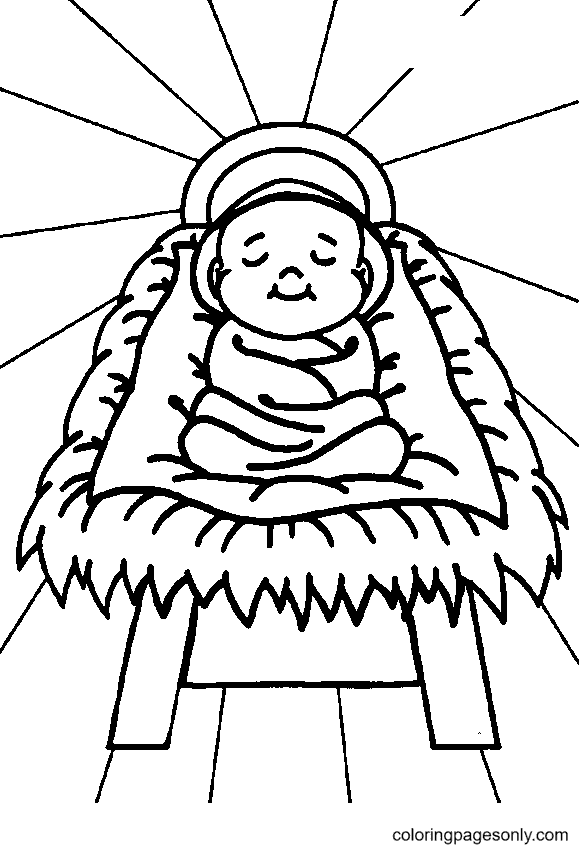 Christmas Baby Jesus Coloring Page - Free Printable Coloring Pages