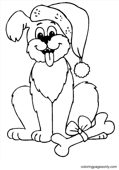 Christmas Dog Coloring Page - Free Printable Coloring Pages