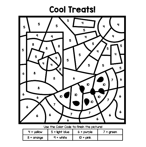 Ice Cream Color by Number Coloring Pages - Color by Number Coloring