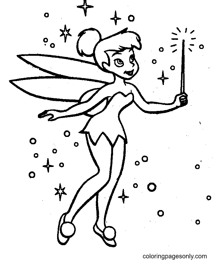 Happy Disney TinkerBell Coloring Page Free Printable Coloring Pages