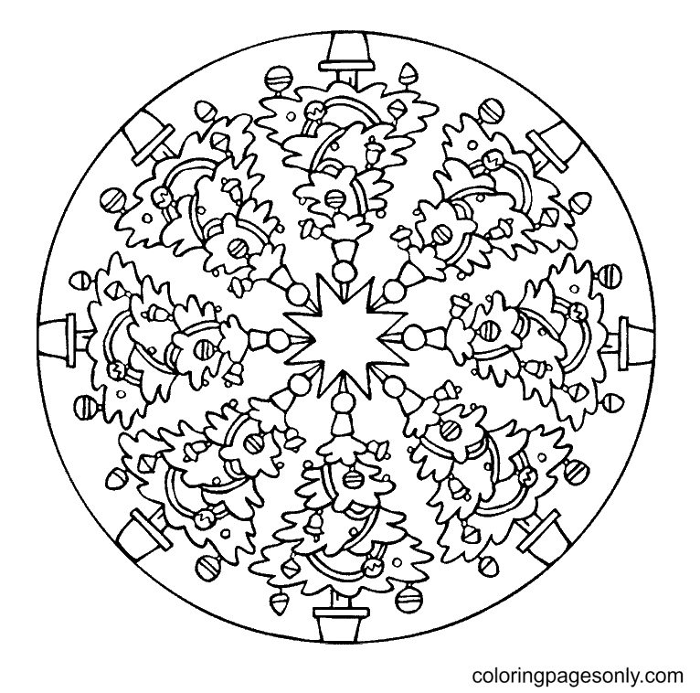 Mandala Christmas Tree Coloring Page Free Printable Coloring Pages
