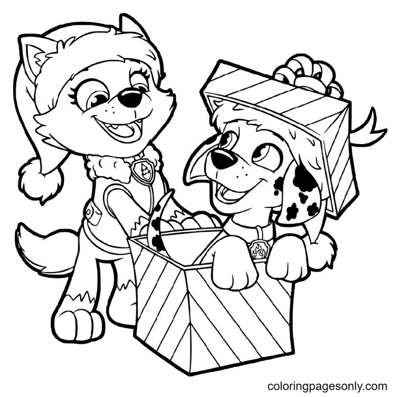 Paw Patrol Christmas Coloring Page Free Printable Coloring Pages