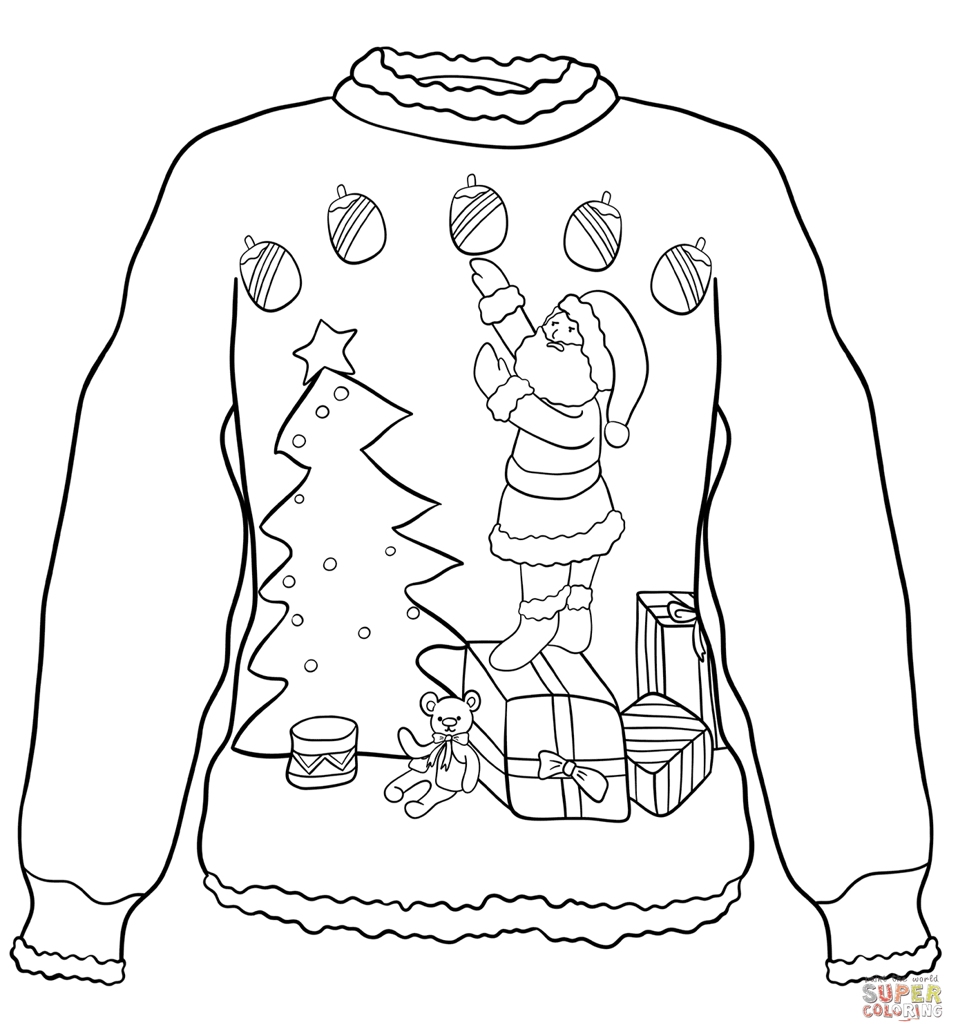 Lovely Christmas Sweater Coloring Pages Christmas Sweater Coloring