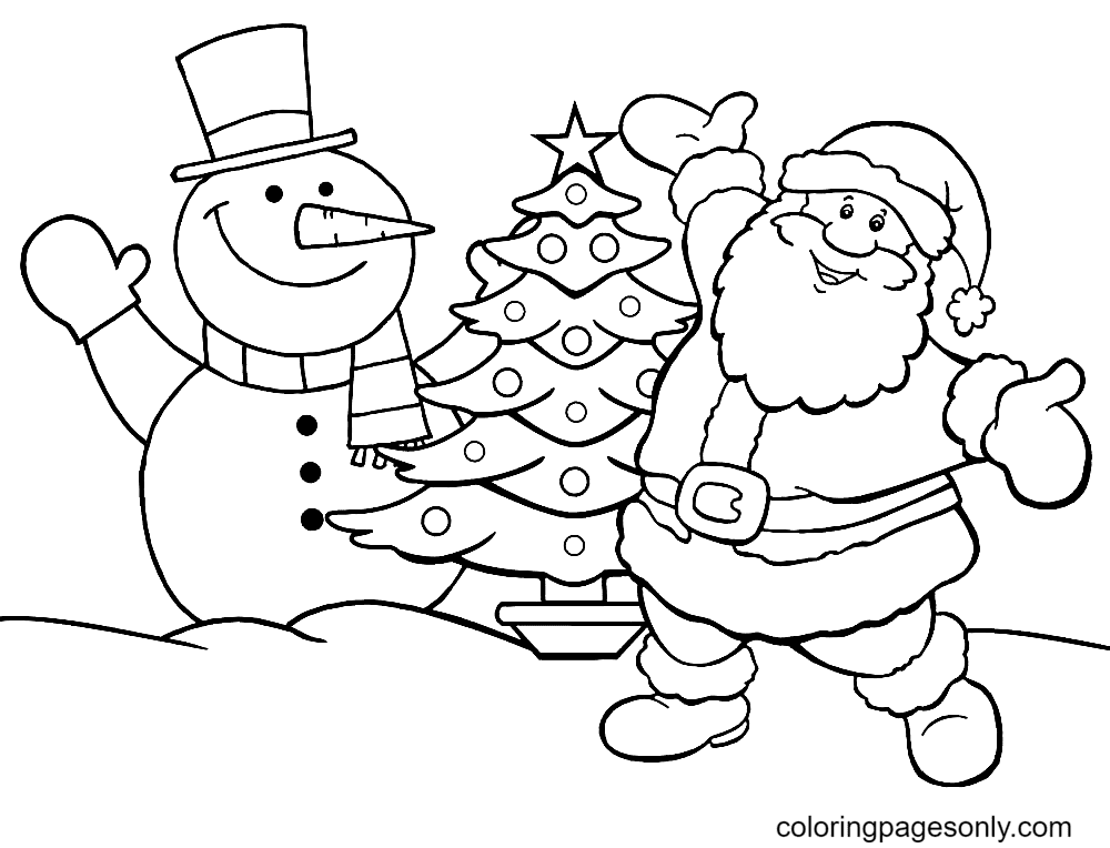 Santa and Snowman Coloring Page Free Printable Coloring Pages