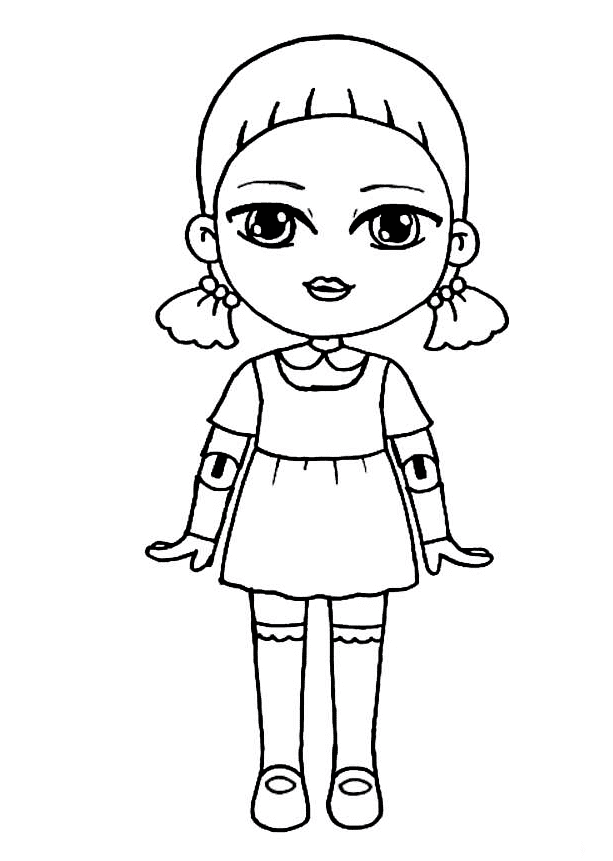 Squid Game Cartoon Doll Coloring Page Free Printable Coloring Pages