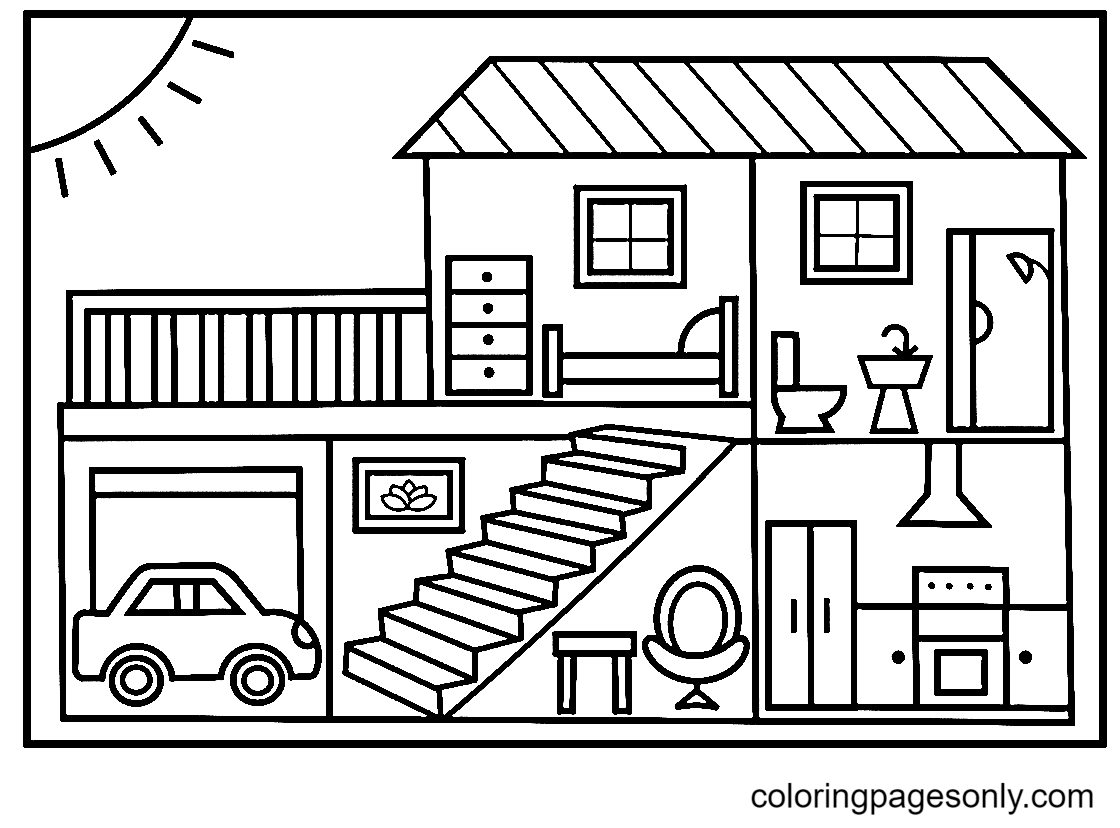 House Drawing For Colouring