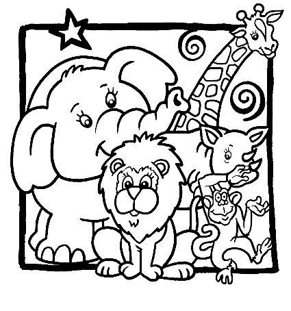 Adorable Zoo Animals Coloring Page - Free Printable Coloring Pages