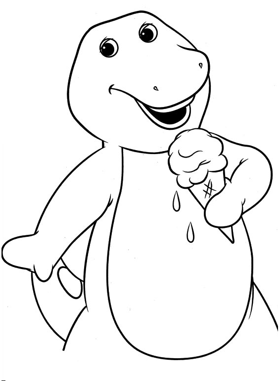 Barney with Ice Cream Coloring Page Free Printable Coloring Pages