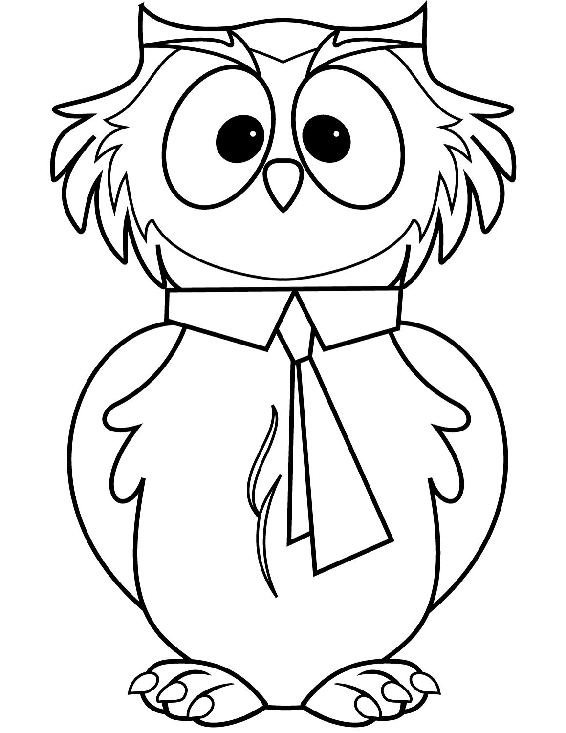 Cartoon Owl with Tie Coloring Page Free Printable Coloring Pages
