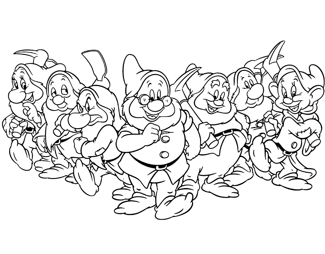 Snow White Dwarfs Coloring Pages