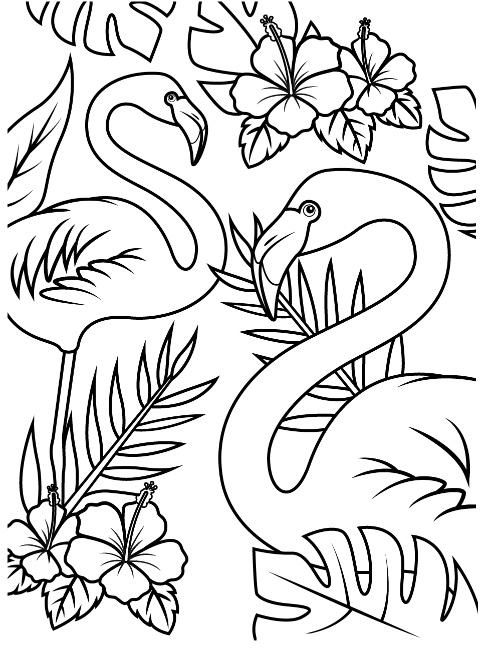 Two Beautiful Flamingos Coloring Page Free Printable Coloring Pages