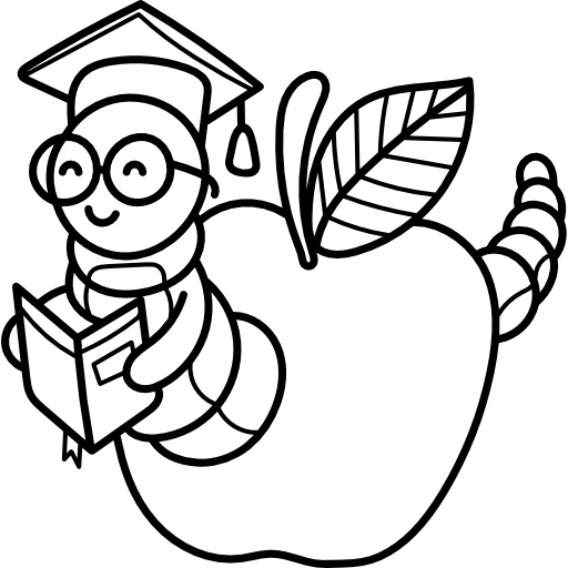 Bookworm Christmas Coloring Page
