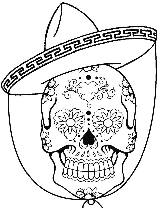 Cinco de Mayo Skull Coloring Page Free Printable Coloring Pages