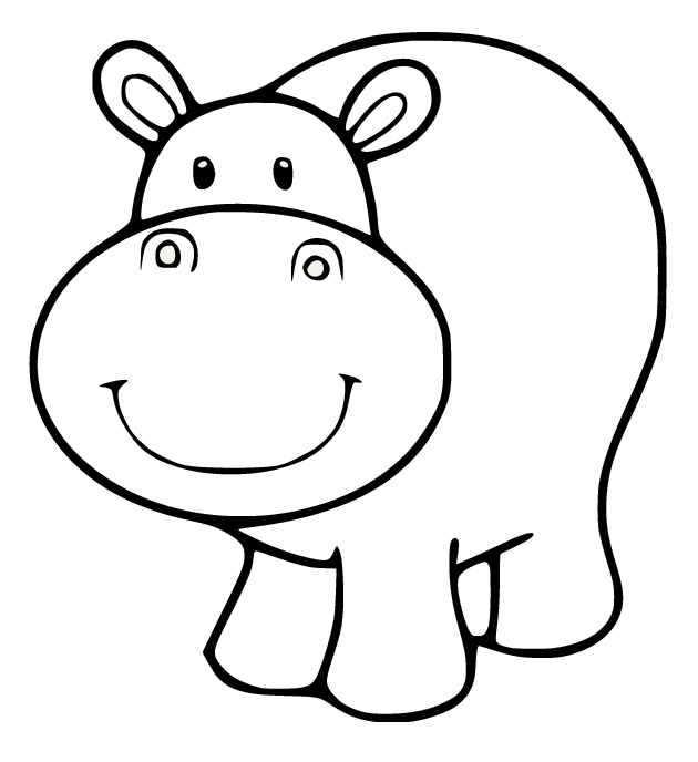 Cute Hippo Coloring Pages