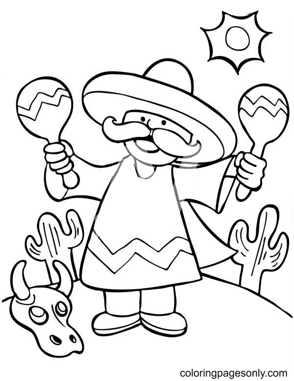 Fiesta Mexican Coloring Page - Free Printable Coloring Pages