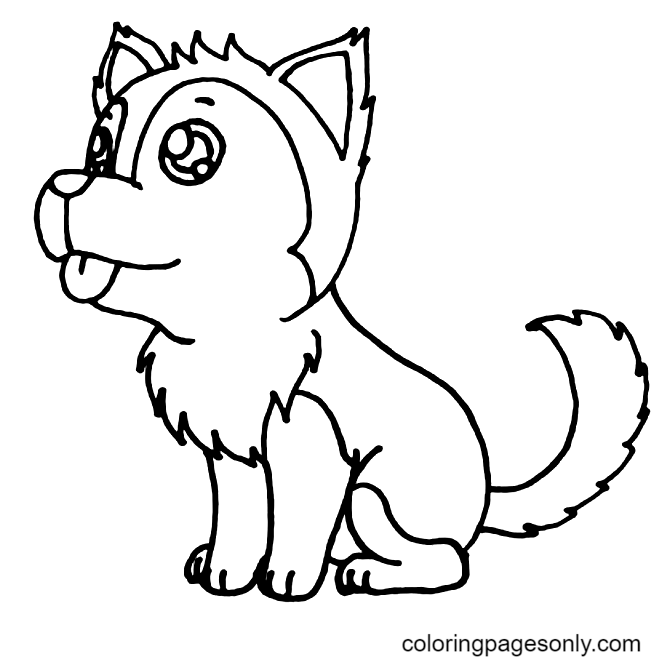 Desenhos para colorir de filhote de cachorro Husky Desenhos para