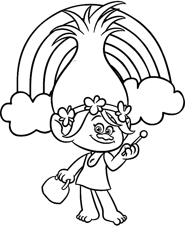 Dibujos para colorear de Poppy y Trolls los personajes de dibujos