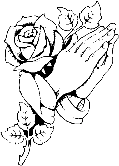 Praying Hand and Rose Coloring Page - Free Printable Coloring Pages