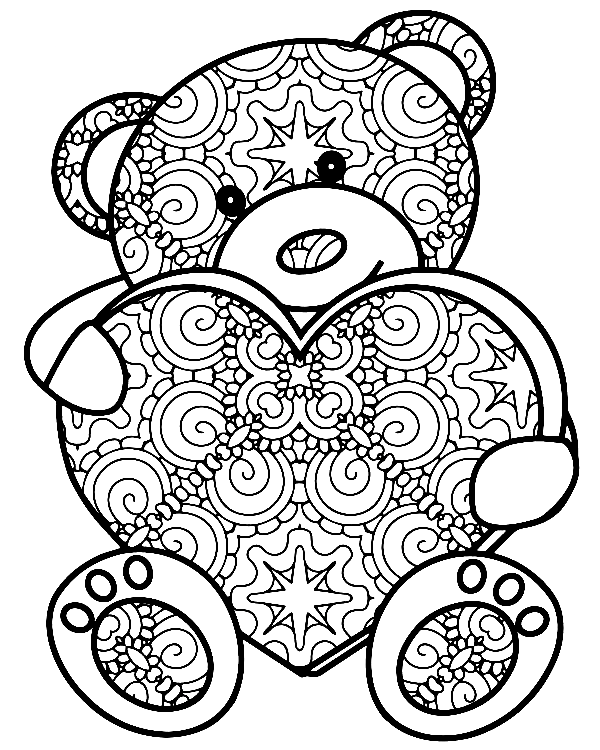Teddy Bear with a Heart Coloring Page Free Printable Coloring Pages