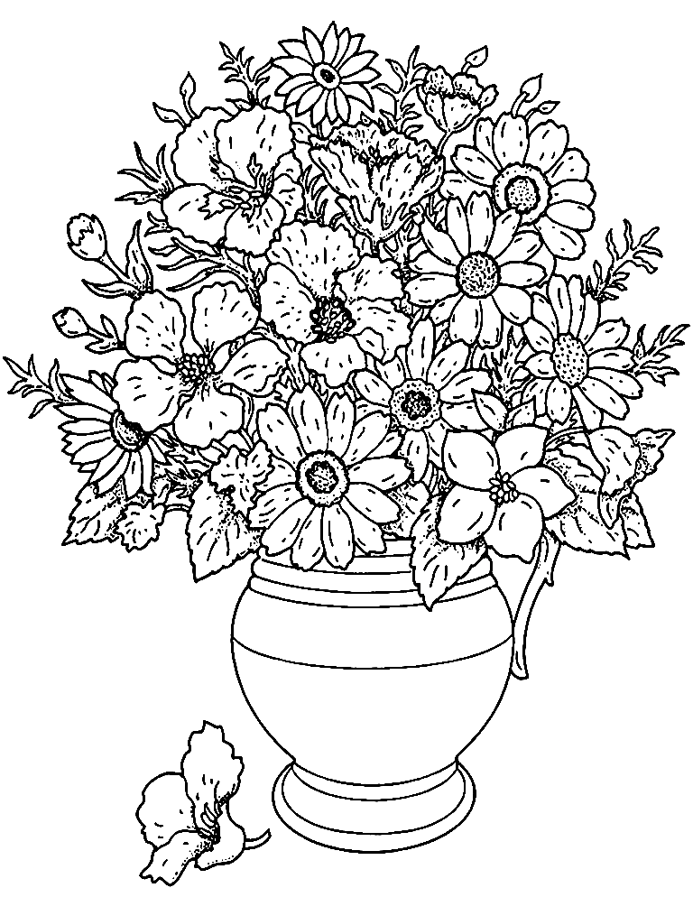 Flower Vase Coloring Page Free Printable Coloring Pages