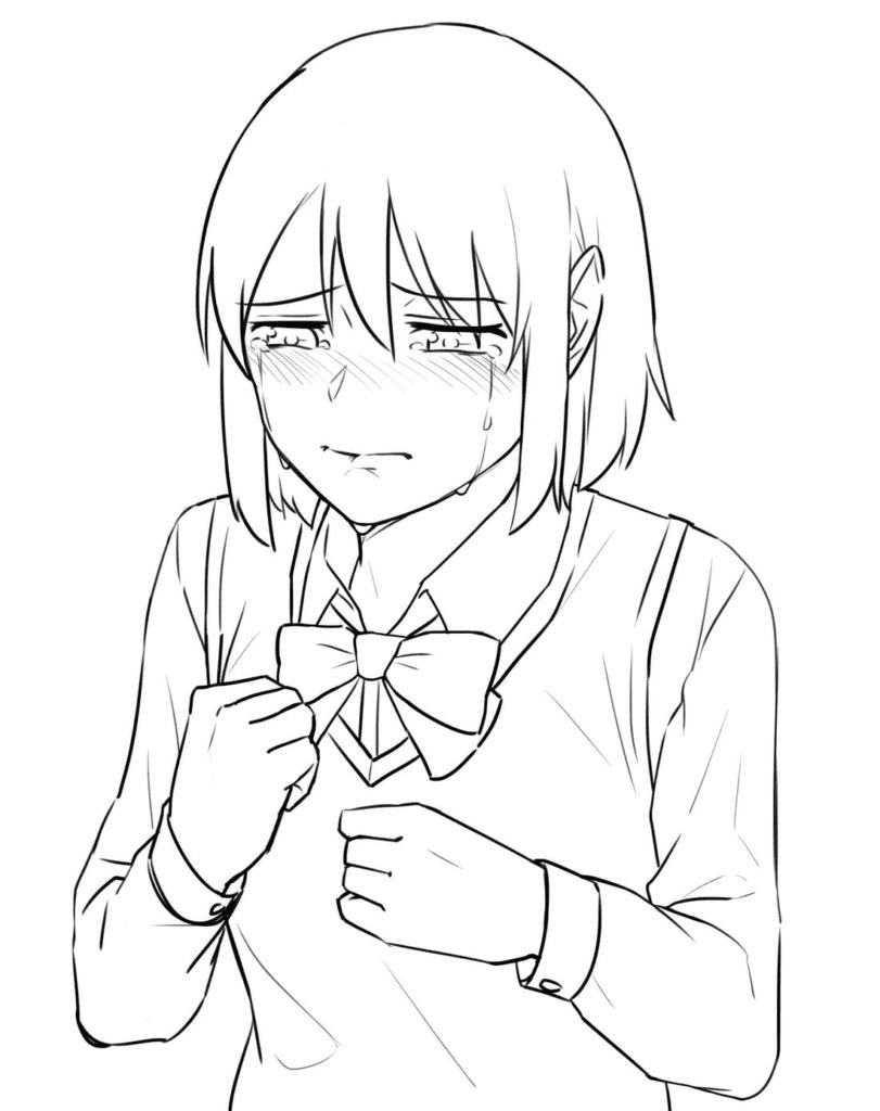 Crying Anime Coloring Pages