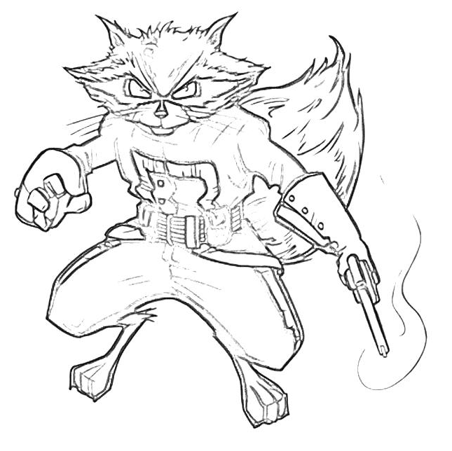 Rocket Raccoon Coloring Page Free Printable Coloring Pages