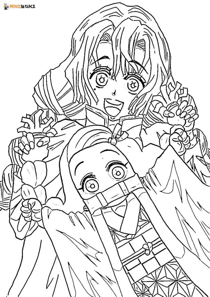Mitsuri y Nezuko Coloring Pages Nezuko Coloring Pages Páginas para